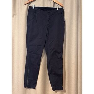 Athleta Ankle Pants Women's Navy Blue Organic Cotton Stretch Skinny Ankle Zip, 6